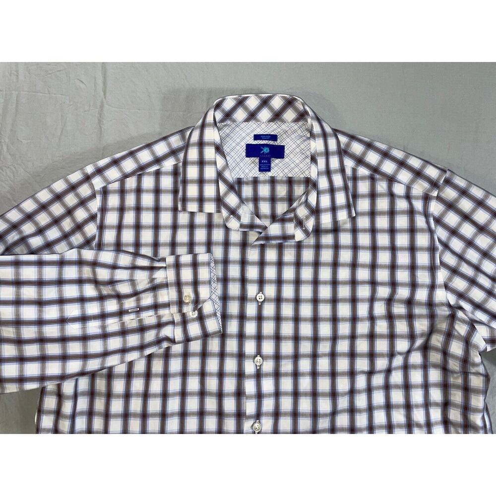 Egara Non-Iron Slim Fit Long Sleeve Button Front Sport Shirt. Check, Men's 2XL.